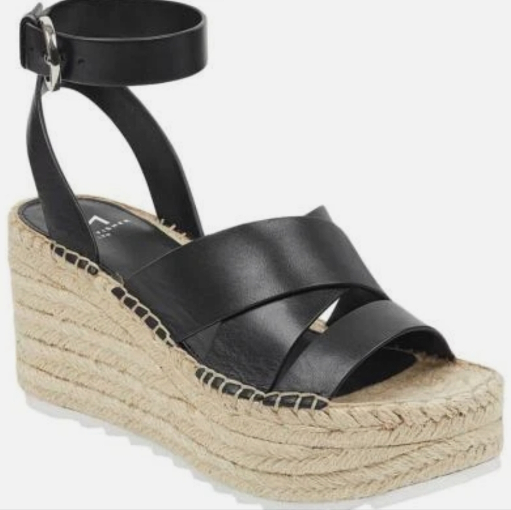 Marc Fisher Raffa Black Wedge Espadrilles Size 11 M